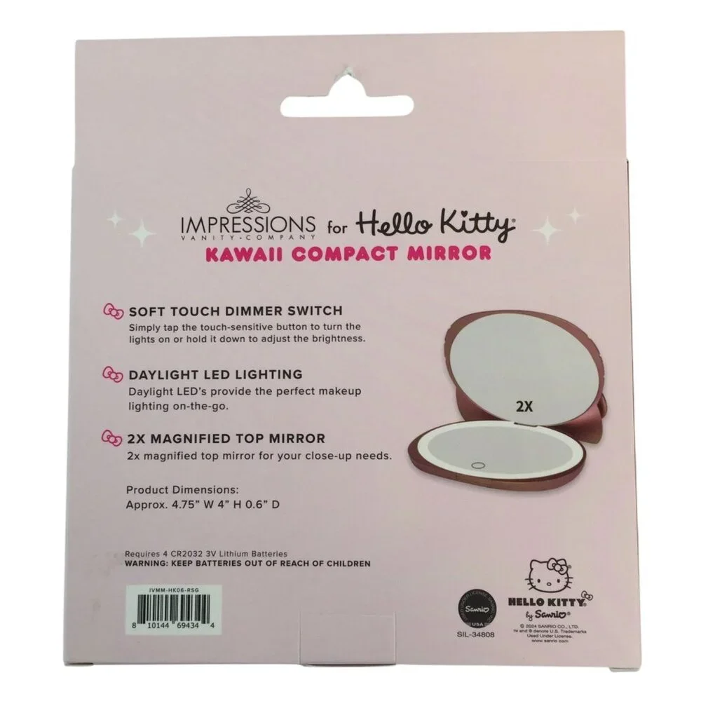 Impressions Hello Kitty Kawaii LED Compact Mirror‎ Rose Gold Sanrio New